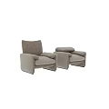 Beige Fabric Modern Single Sofa With Comfortable Cushioned Backrest And Armrests 3d model