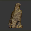 Detailed Wooden Eagle Sculpture With Perched Position And Intricate Feather Details