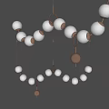 Modern Pendant Light With White Ceramic Balls And Metallic Ring Chain Design 3d model