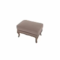 Three Classic Style Ottomans With Light Upholstered Seats And Carved Wooden Legs