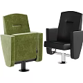 Green and Black Upholstered Chairs With Modern Design Armrests and Metal Bases