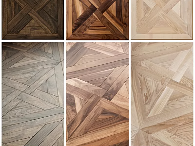 Wooden Flooring Components Featuring Diverse Herringbone Parquet Patterns And Wood Tones 3d model