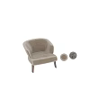 Beige and Black White Checkered Single Sofa with Curved Back Dark Wooden Legs Textured Upholstery