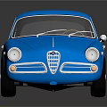 Shiny Blue Vintage Classic Car With Smooth Body And Reflection On Dark Surface