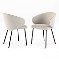 Modern Round Wooden Table Set with Four Upholstered Chairs and Metal Legs