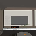 Minimalist Modern Living Room With Sofa TV Wall Fireplace Coffee Table And Stairs
