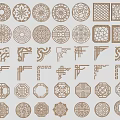 Chinese-style carved pattern totem window carved pane 3d model