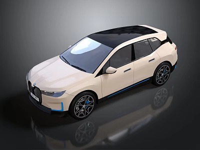 Modern Cream SUV With Black Roof Sleek Exterior And Blue Accents 3d model