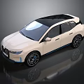 Modern Cream SUV With Black Roof Sleek Exterior And Blue Accents