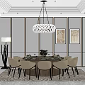 Modern private hotel box dining table combination background wall 3d model