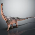 Detailed Sauropod Dinosaur Model With Long Neck Striped Skin And Tail