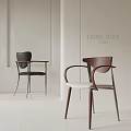 Stylish 2024 Modern Dining Chair With Wooden Armrest Metal Legs And Beige Black Seats