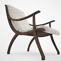Modern Lounge Chair With Fabric Upholstery And Curved Wooden Frame Design