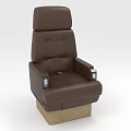 Brown Leather Single Chair With Button Tufted Backrest And Armrests Light Colored Base 3d model