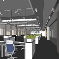 Modern public office area Open office area 3d model