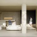 Modern Living Room Interior With White Sofa Wooden Coffee Table And Minimalist Design