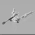 White Mechanical Military Equipment Model With Long Gun Barrel And Wheels
