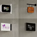 Modern Wall Lights with Various Logos and Diverse Designs Mounted on Grey Walls