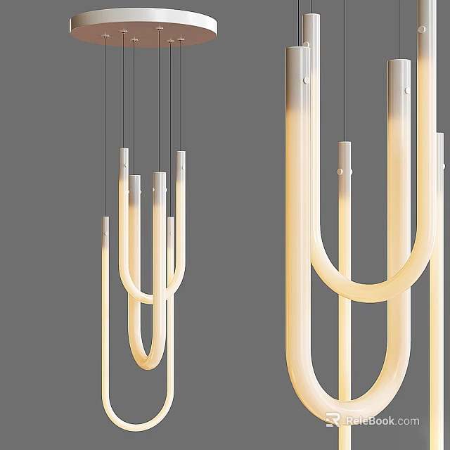 Modern U Shaped Acrylic Ceiling Light With Soft Warm Lighting For Contemporary Interior Design 3d model