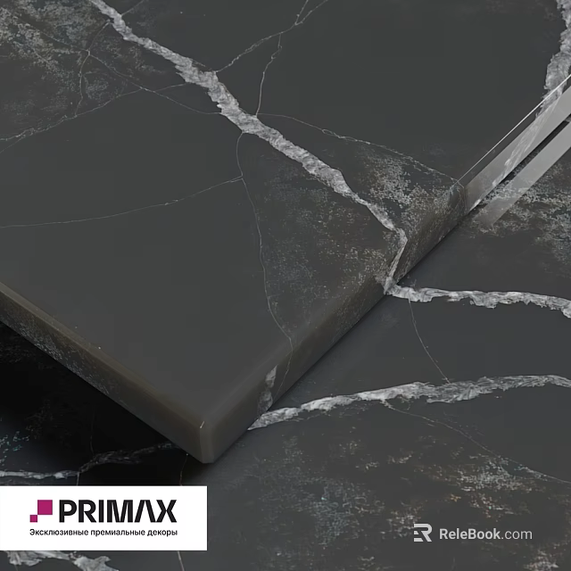 Black Marble Countertop Construction With White Veins And Smooth Edge Design 3d model 