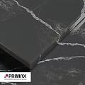 Black Marble Countertop Construction With White Veins And Smooth Edge Design