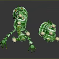 Two Green Metallic Mechanical Game And Movie Characters With Spherical Heads Limb Joints