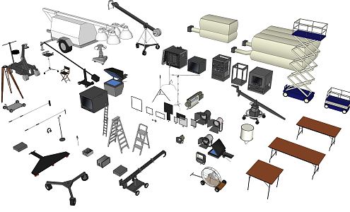 Modern photographic equipment set props 3d model