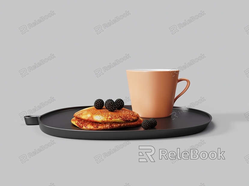 Coffee Cup Blueberry Pie Tray model