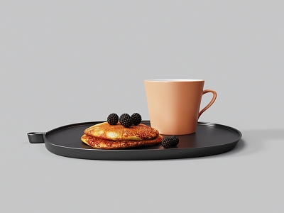 Coffee Cup Blueberry Pie Tray model