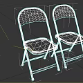 Red and Blue Folding Leisure Chairs with Metal Frames and Distressed Finish