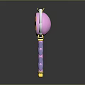 Magical Wand With Wings Star Center Golden Crown Top And Purple Pink Handle
