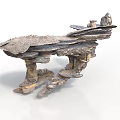 Natural Rock Sculptural Structure With Mushroom Like Forms And Stacked Layers