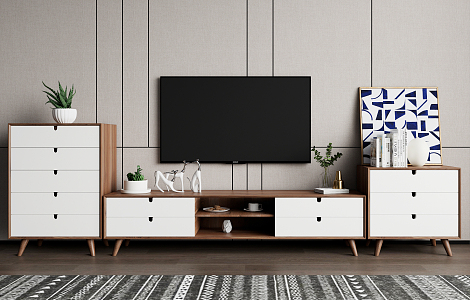 Nordic TV Cabinet TV Cabinet Combination 3d model