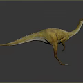 Realistic Dinosaur Figure With Yellow Green Colored Skin Long Neck Standing On Gray Gradient Background