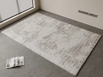 Modern Square Rug With Abstract Beige Gray Pattern For Living Room Floor 3d model