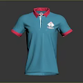 Turquoise Short Sleeve Polo Shirt With Pink Collar Cuffs And White Logo