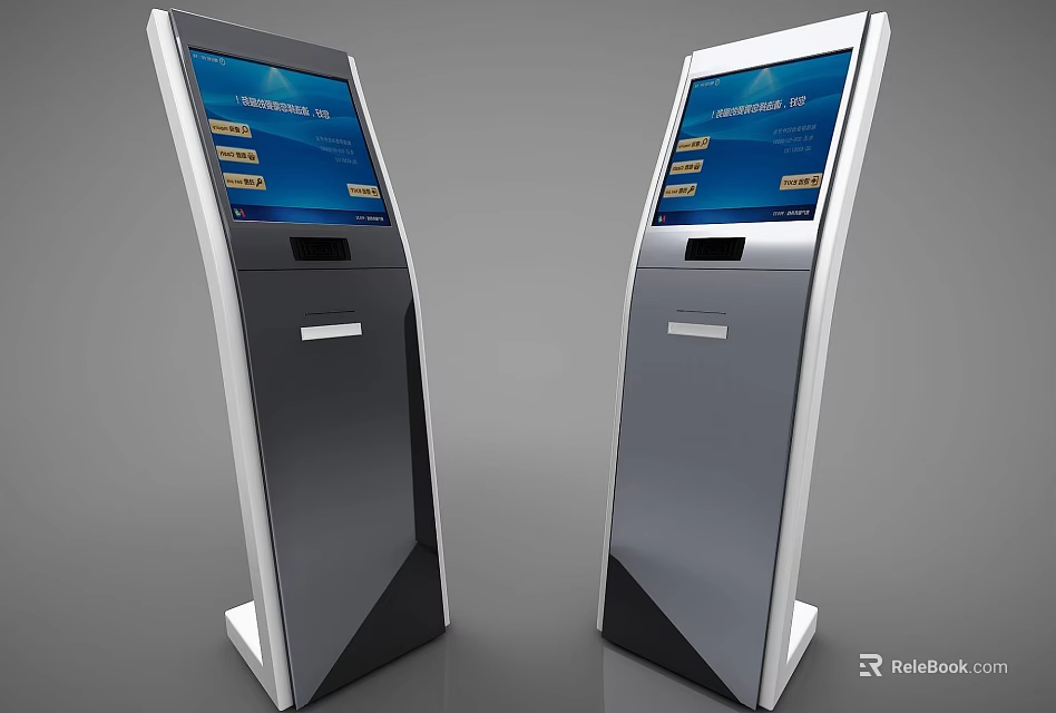 Modern Technology Exhibition Hall With Interactive Digital Self service Kiosks 3d model 