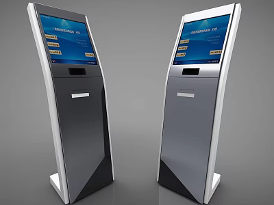 Modern Technology Exhibition Hall With Interactive Digital Self service Kiosks 3d model