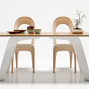 Nordic Dining Table and Chair Combination Dining Table and Chair Decoration Combination 3d model