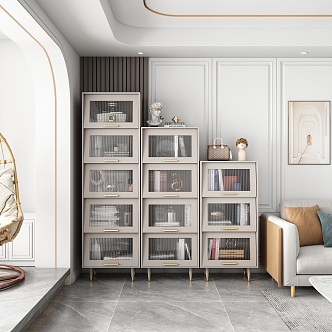 Modern living room bookcase combination 3d model