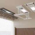 Ceiling Mounted Drying Racks With Built In Lights And Storage Rails In Modern Interior 3d model