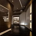 Elegant Modern Showroom Interior Design With White Display Cabinets Glass Cases And Lighting