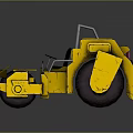 Yellow Road Roller Construction Machinery With Black Drum And Seating 3d model
