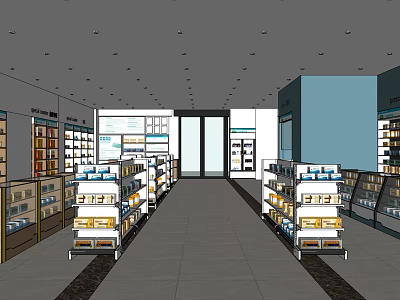 Modern Pharmacy Large Pharmacy Pharmacy Counter Shelf 3d model