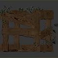 Rustic Wooden Decorative Structure Adorned With Green Vines And Trailing Leaves 3d model