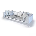 Beige Fabric Sofa With Multiple Pillows And Black Metal Legs 3d model