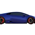 Blue Sports Car With Sleek Design Large Wheels And Rear Spoiler