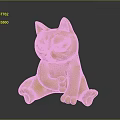 Yellow Cat Shaped Decorative Furniture Accessory With Grumpy Expression And Sitting Pose 3d model