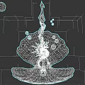 Fantasy Ornate Dragon Decorated Blue Pink Weapon With Colorful Floating Bubbles