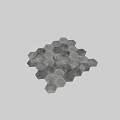 Gray Hexagonal Floor Tiles With White Teapot On Textured Surface 3d model